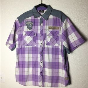 Xl red ape button up polo